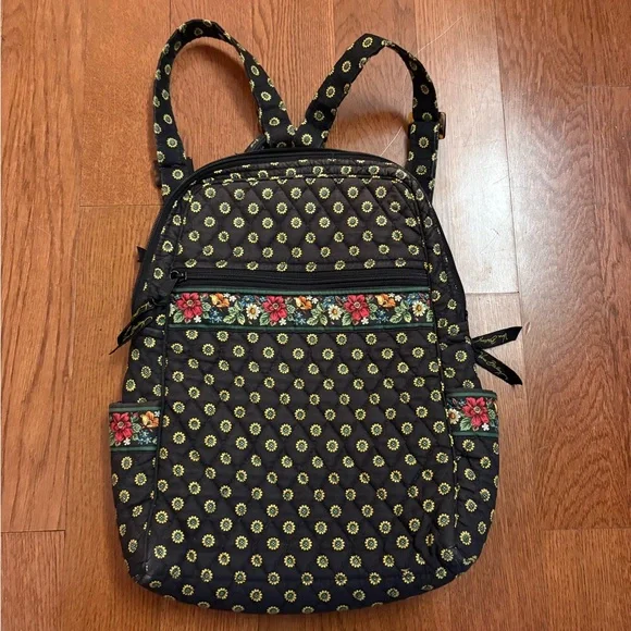 Vera Bradley | Bags | Vera Bradley Black Floral Backpack  display picture 3